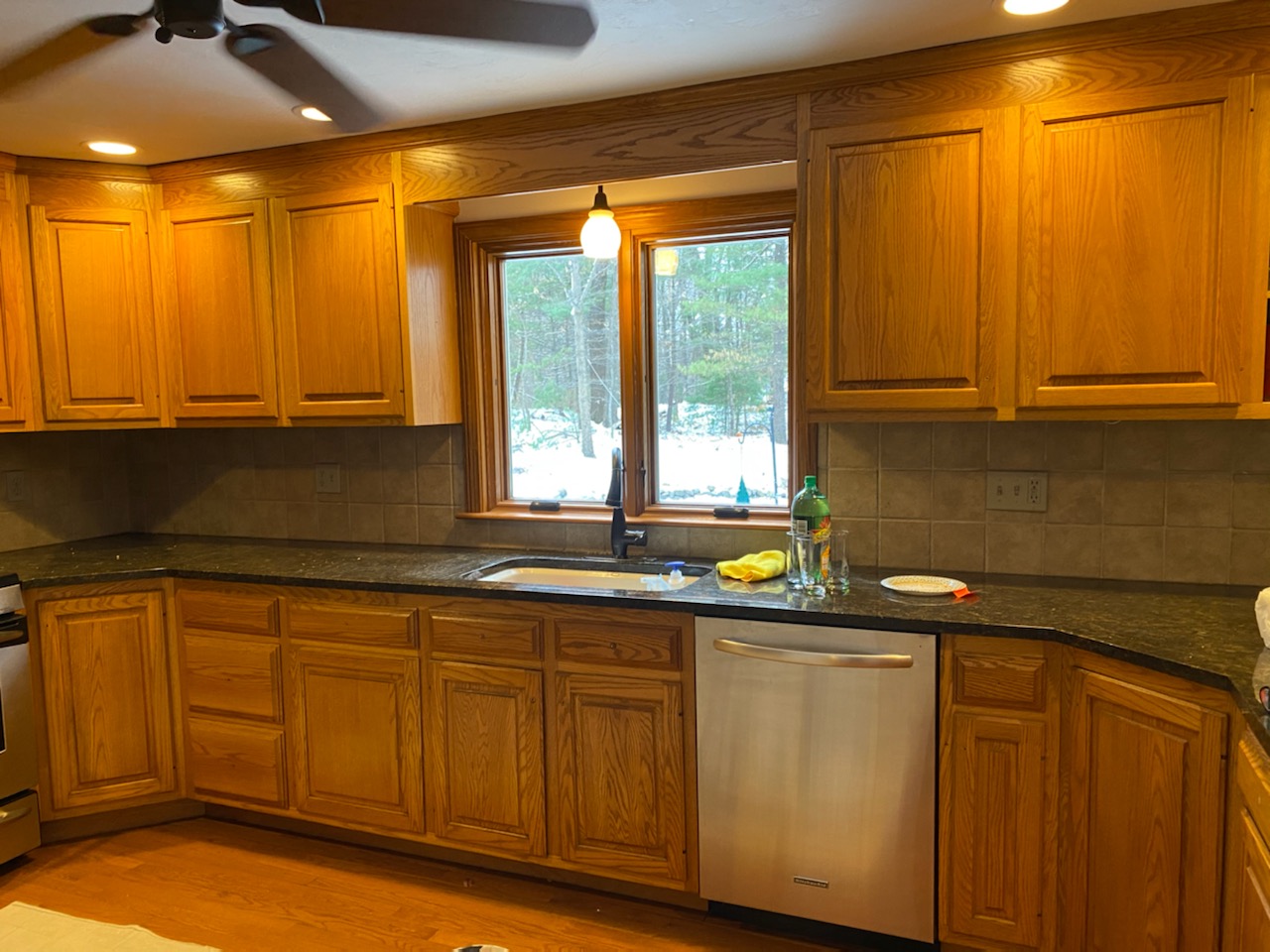 before photo of wood cabinets